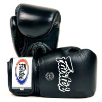 Fairtex BGV1BR "Breathable" Боксерские Перчатки Тайский Бокс c Сеткой Черные